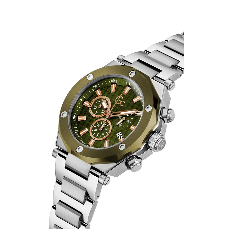 Gc Green Dial Round Case Quartz Analog Men Watch - Guess Collection Watch Gc