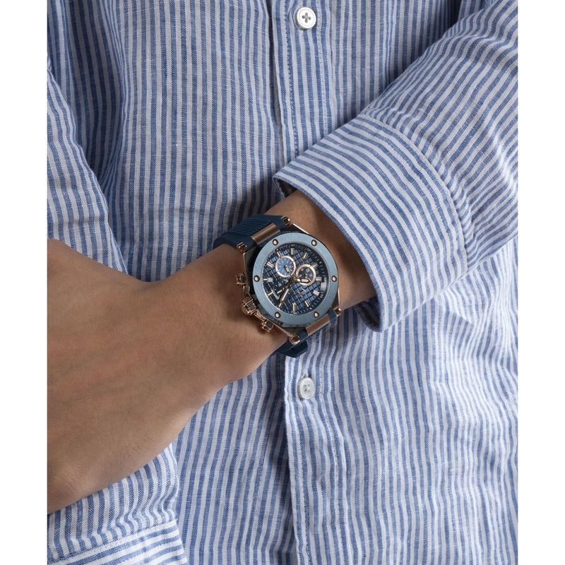 Gc Legacy Blue Round Dial Quartz Analog Men Watch - Guess Collection Watch Gc