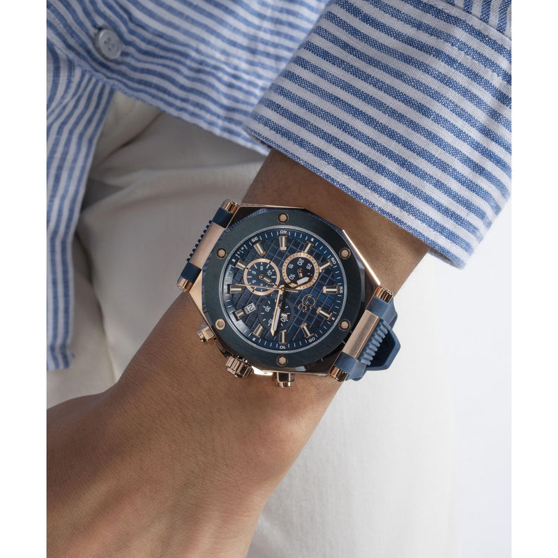 Gc Legacy Blue Round Dial Quartz Analog Men Watch - Guess Collection Watch Gc