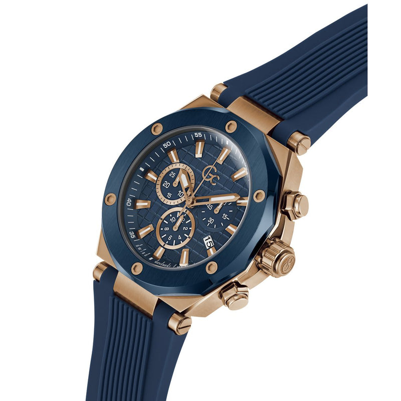 Gc Legacy Blue Round Dial Quartz Analog Men Watch - Guess Collection Watch Gc