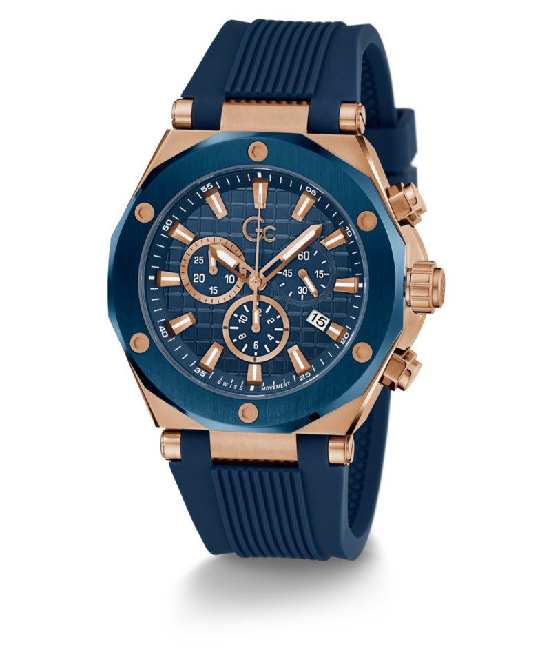 Gc Legacy Blue Round Dial Quartz Analog Men Watch - Guess Collection Watch Gc