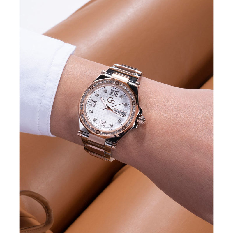 Gc Sport Chic Silver Round Dial Quartz Women Watch - Guess Collection Watch Gc