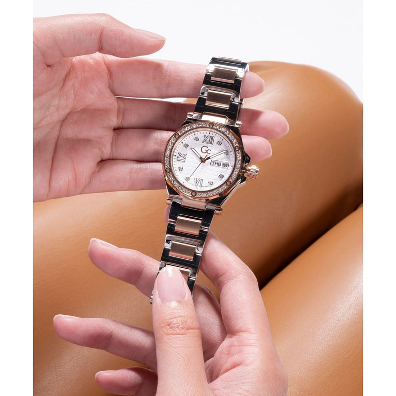 Gc Sport Chic Silver Round Dial Quartz Women Watch - Guess Collection Watch Gc