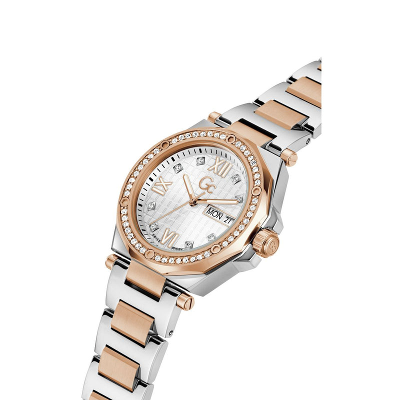 Gc Sport Chic Silver Round Dial Quartz Women Watch - Guess Collection Watch Gc