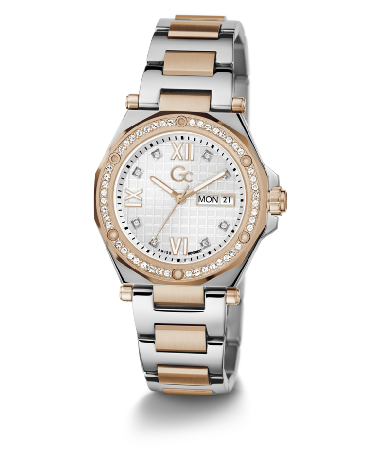 Gc Sport Chic Silver Round Dial Quartz Women Watch - Guess Collection Watch Gc