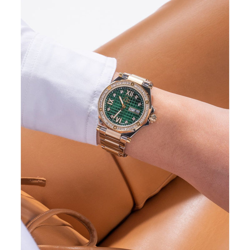 Gc Sport Chic Green Round Dial Quartz Women Watch - Guess Collection Watch Gc