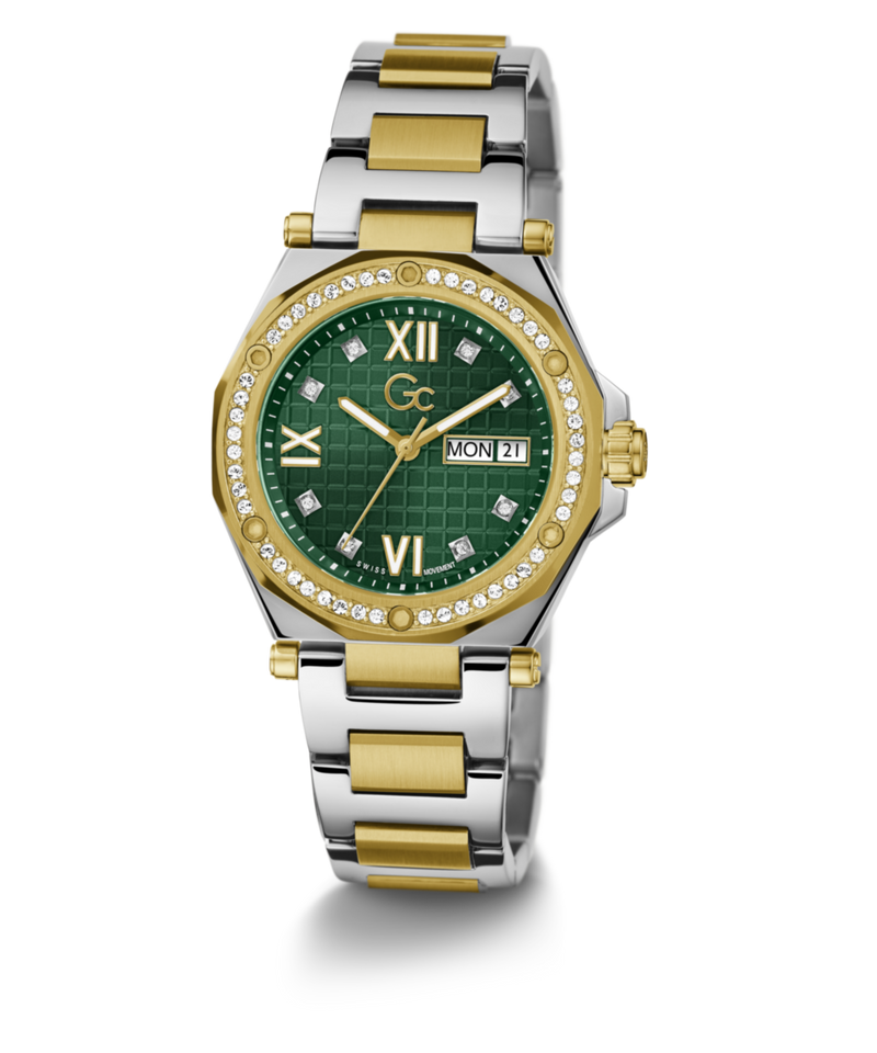 Gc Sport Chic Green Round Dial Quartz Women Watch - Guess Collection Watch Gc