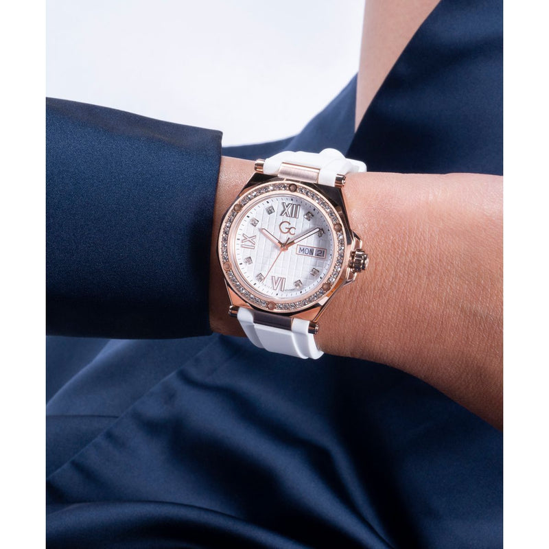 Gc Sport Chic Silver Round Dial Quartz Women Watch - Guess Collection Watch Gc