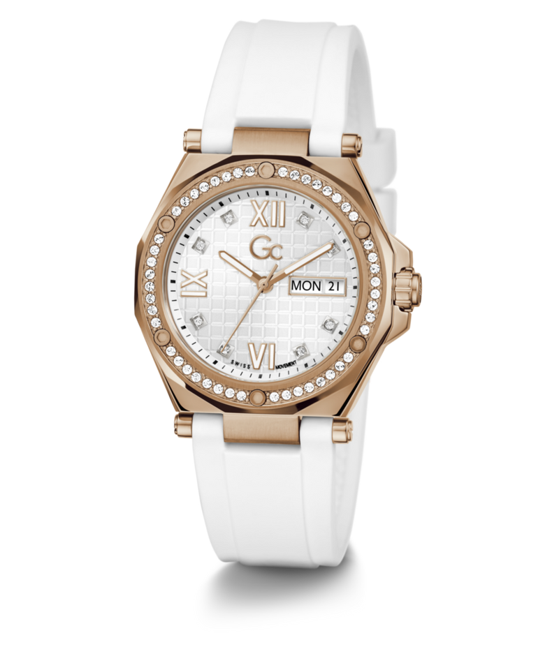 Gc Sport Chic Silver Round Dial Quartz Women Watch - Guess Collection Watch Gc
