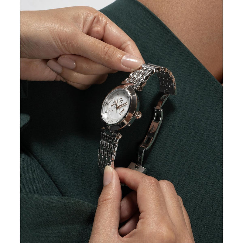 Gc Sport Chic Silver Round Dial Quartz Women Watch - Guess Collection Watch Gc