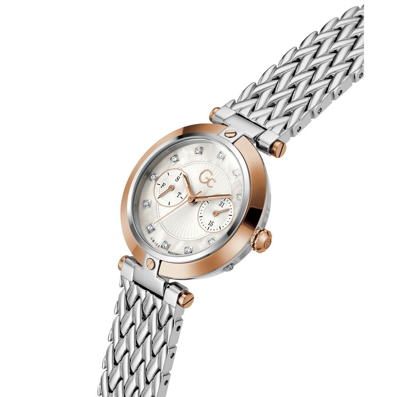 Gc Sport Chic Silver Round Dial Quartz Women Watch - Guess Collection Watch Gc