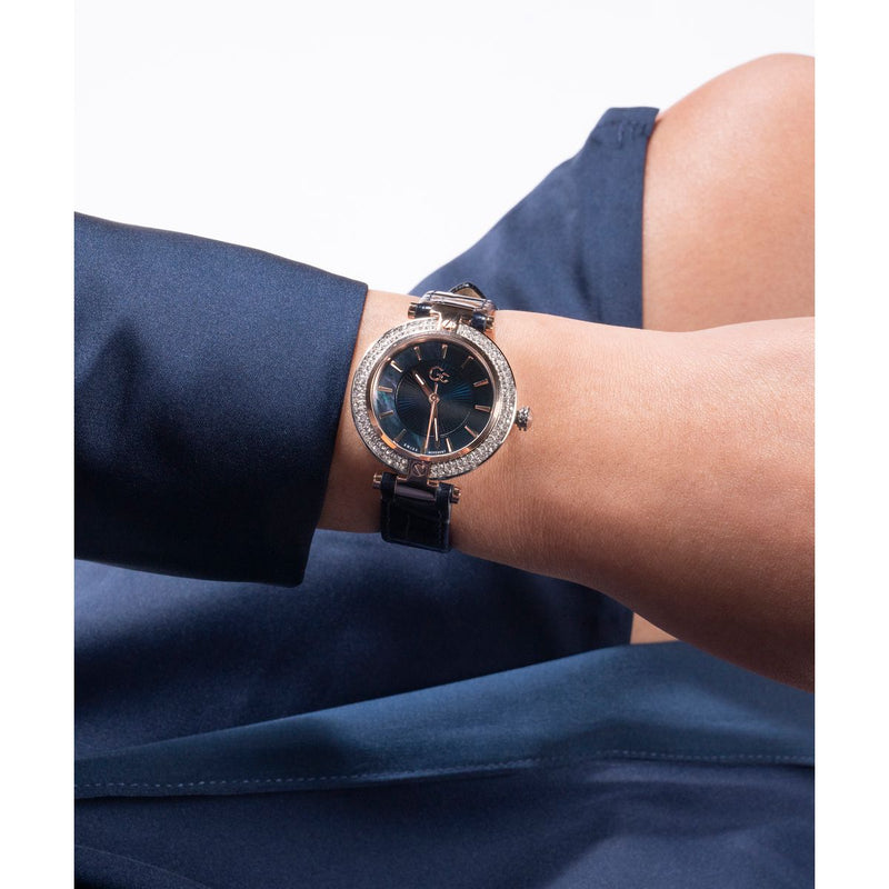 Gc Sport Chic Blue Round Dial Quartz Women Watch - Guess Collection Watch Gc