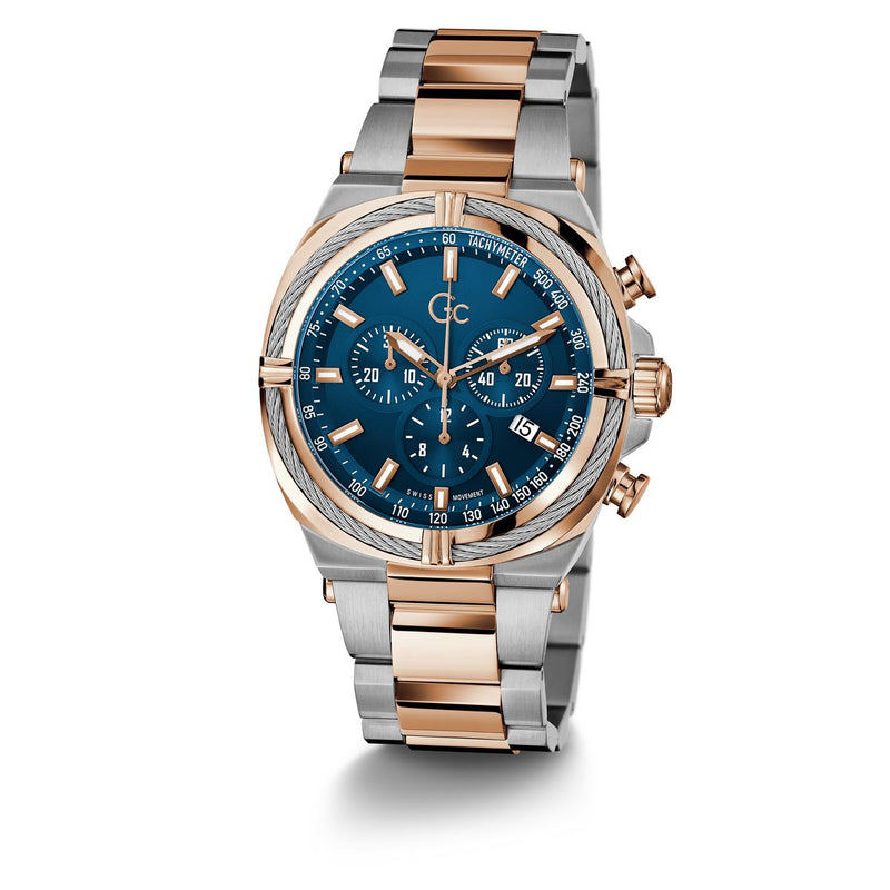 Gc Sport Chic Silver Round Dial Quartz Men Watch - Guess Collection Watch Gc