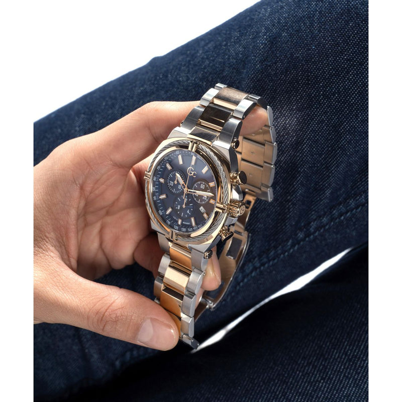 Gc Sport Chic Silver Round Dial Quartz Men Watch - Guess Collection Watch Gc