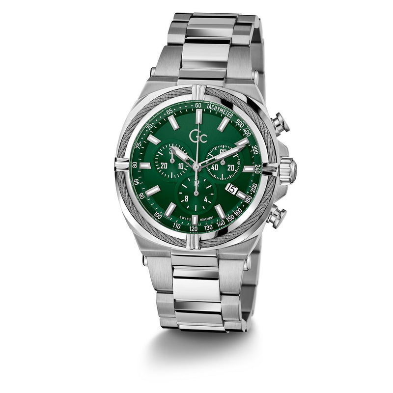 Gc Sport Chic Silver Round Dial Quartz Men Watch - Guess Collection Watch Gc