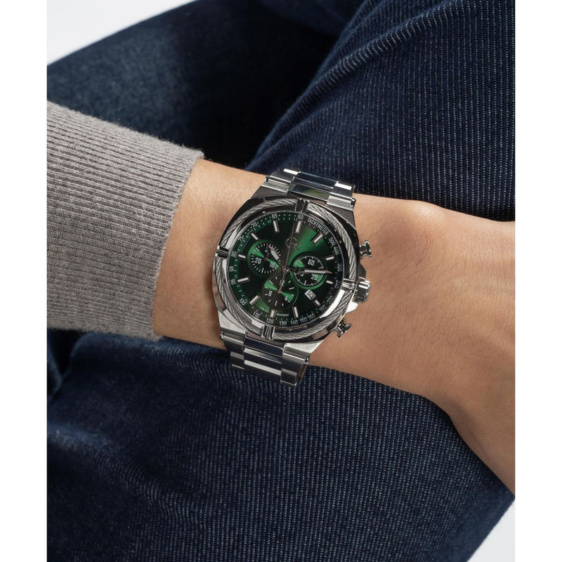 Gc Sport Chic Silver Round Dial Quartz Men Watch - Guess Collection Watch Gc