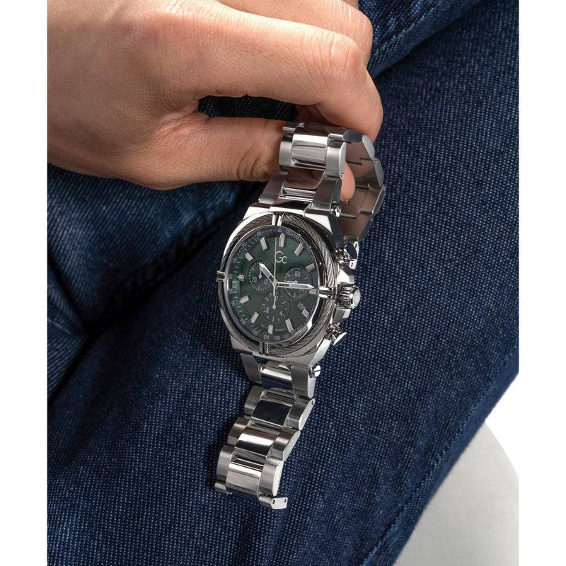 Gc Sport Chic Silver Round Dial Quartz Men Watch - Guess Collection Watch Gc