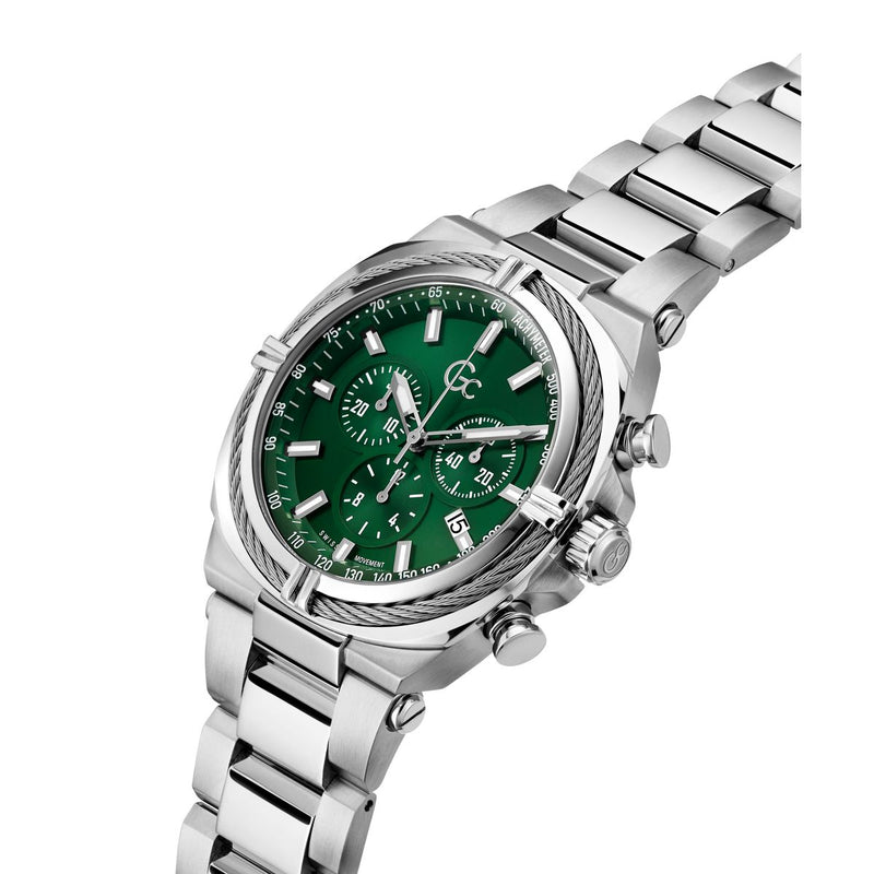 Gc Sport Chic Silver Round Dial Quartz Men Watch - Guess Collection Watch Gc