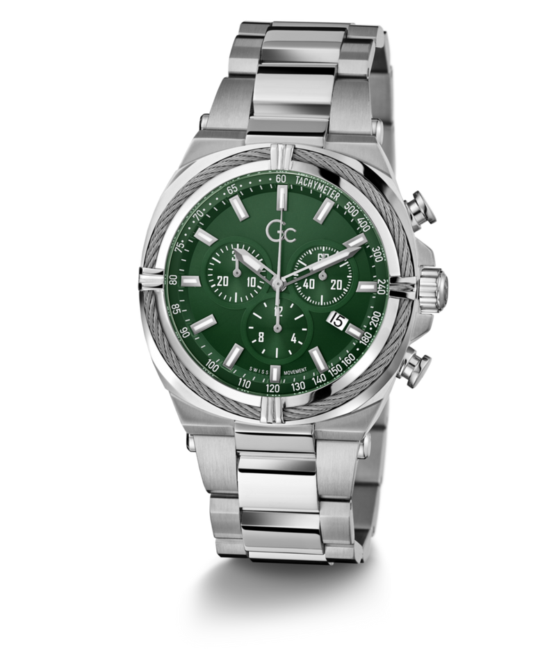 Gc Sport Chic Silver Round Dial Quartz Men Watch - Guess Collection Watch Gc