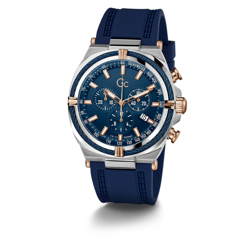 Gc Sport Chic Silver Round Dial Quartz Men Watch - Guess Collection Watch Gc