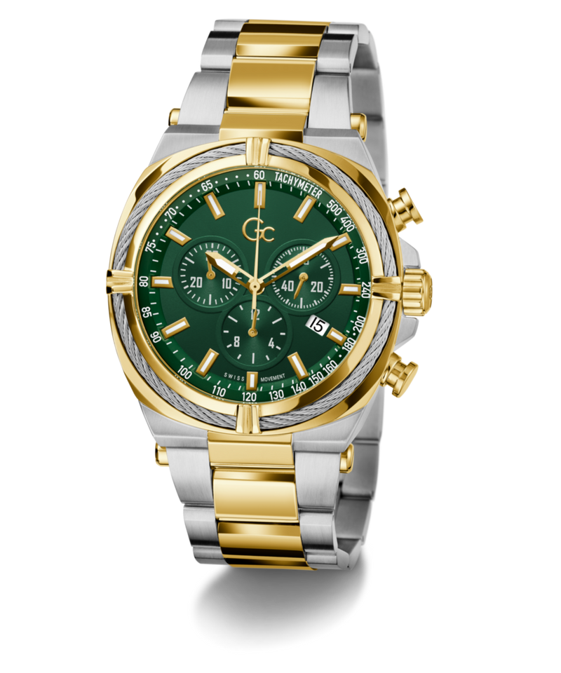 Gc Ironclass Green Round Quartz Men Watch - Guess Collection Watch Gc