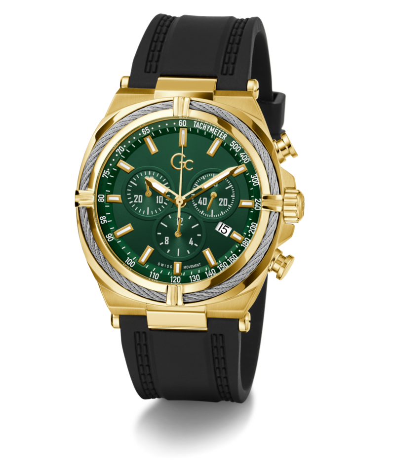 Gc Ironclass Green Round Quartz Men Watch - Guess Collection Watch Gc