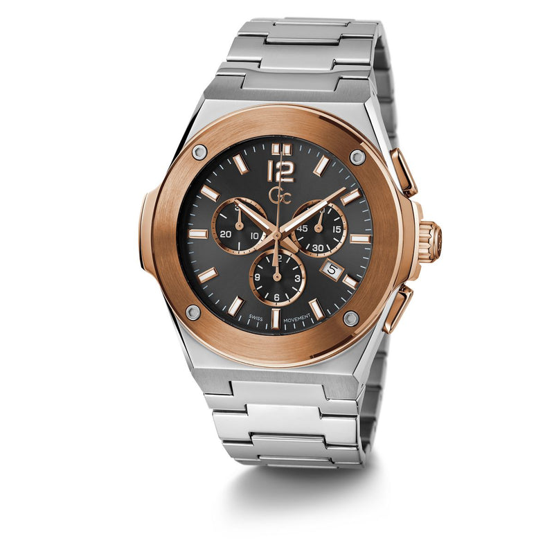 Gc Sport Chic Silver Round Dial Quartz Men Watch - Guess Collection Watch Gc