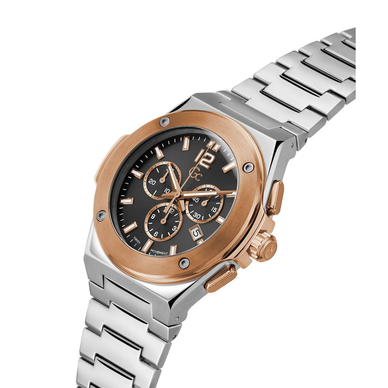 Gc Sport Chic Silver Round Dial Quartz Men Watch - Guess Collection Watch Gc