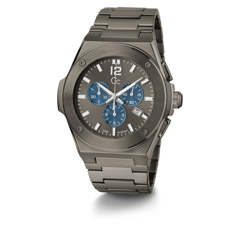 Gc Sport Chic Gunmetal Round Dial Quartz Men Watch - Guess Collection Watch Gc