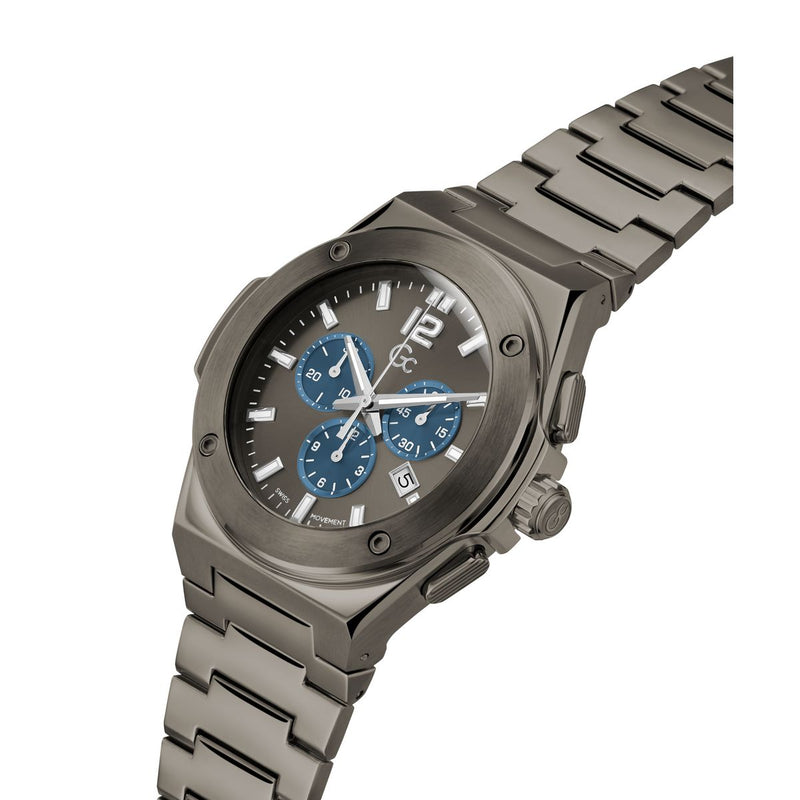 Gc Sport Chic Gunmetal Round Dial Quartz Men Watch - Guess Collection Watch Gc