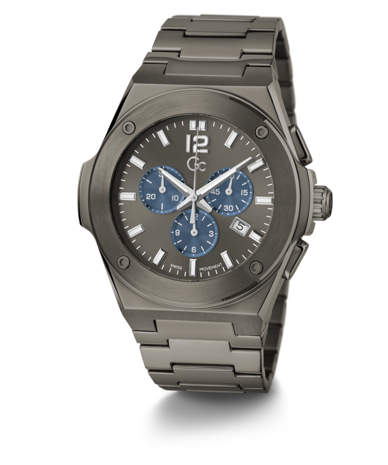 Gc Sport Chic Gunmetal Round Dial Quartz Men Watch - Guess Collection Watch Gc