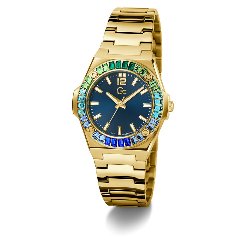 Gc Collection Idol Blue Round Dial Quartz Analog Women Watch - Guess Collection Watch Gc