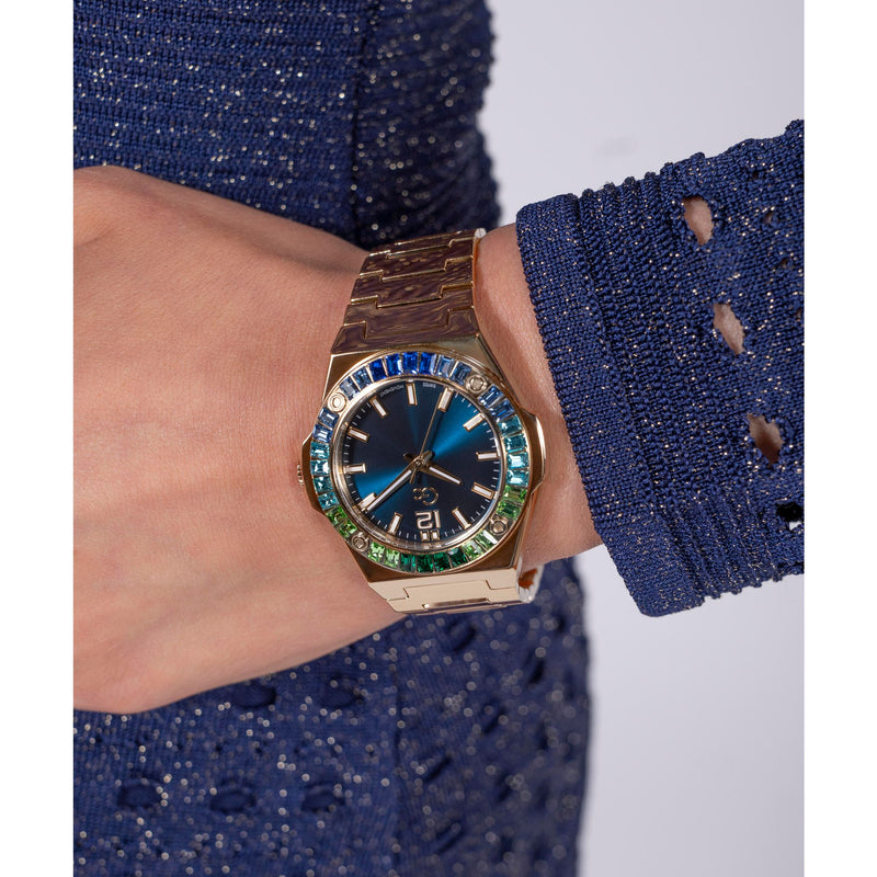 Gc Collection Idol Blue Round Dial Quartz Analog Women Watch - Guess Collection Watch Gc