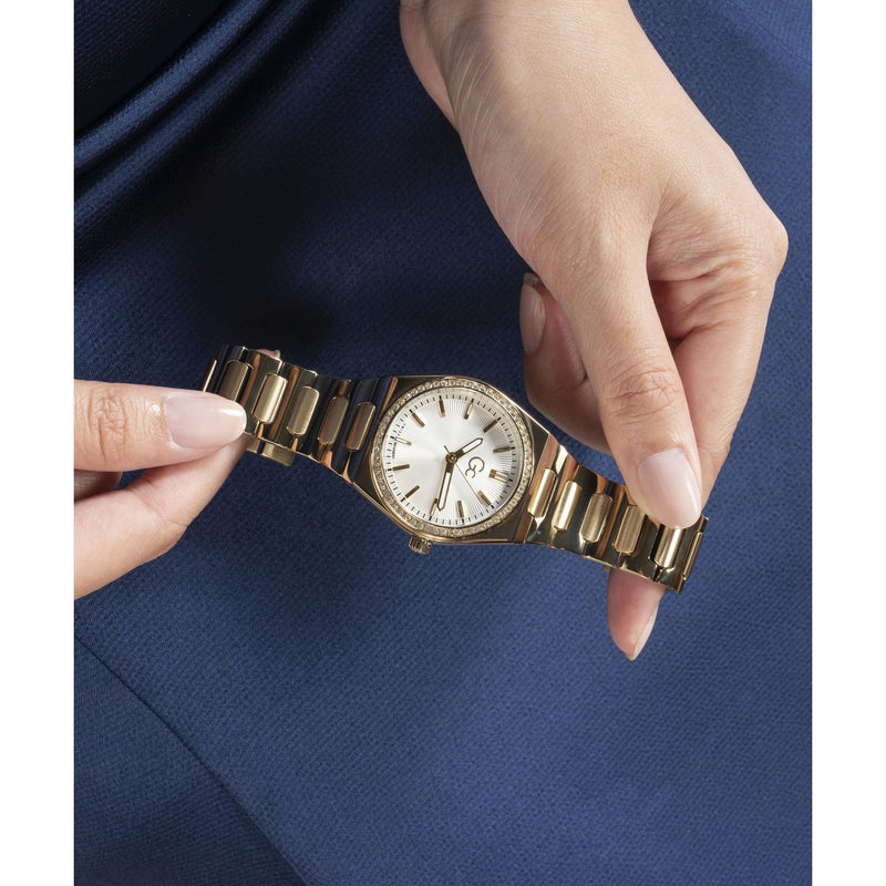 Gc Prodigy White Round Dial Quartz Analog Women Watch - Guess Collection Watch Gc