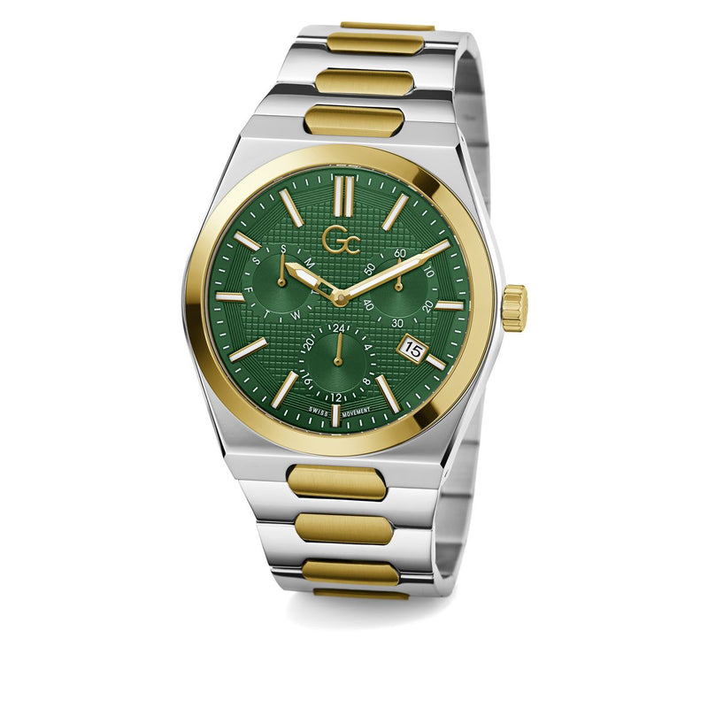 Gc Prodigy Green Round Dial Quartz Analog Men Watch - Guess Collection Watch Gc
