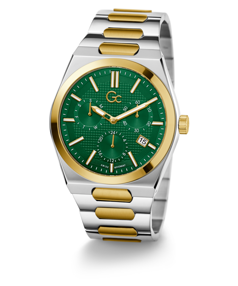 Gc Prodigy Green Round Dial Quartz Analog Men Watch - Guess Collection Watch Gc