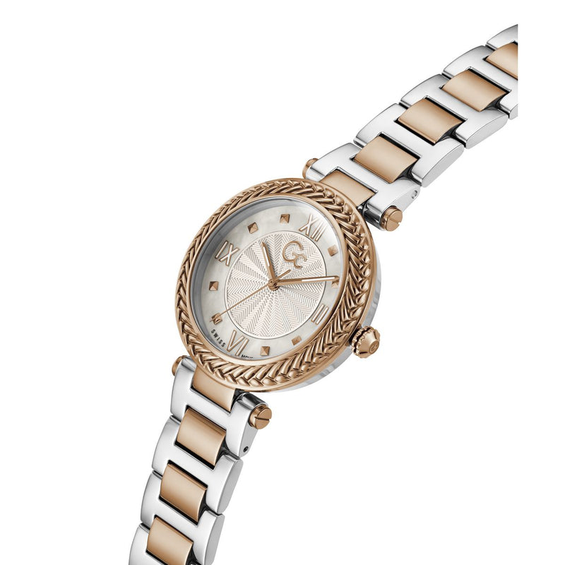 Gc Tiara White Round Dial Quartz Analog Women Watch - Guess Collection Watch Gc