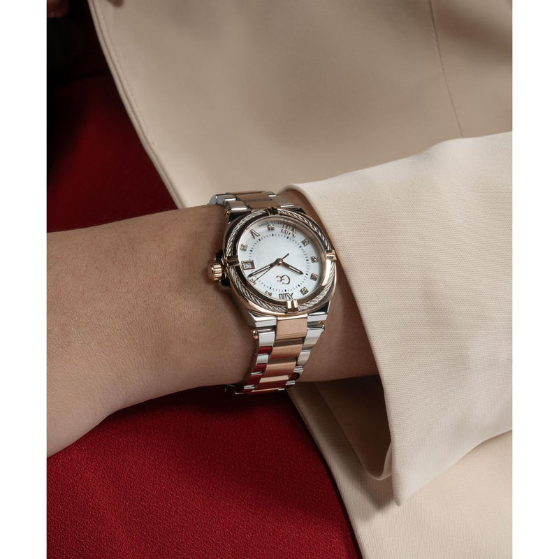 Gc IronClass White Round Dial Quartz Analog Women Watch - Guess Collection Watch Gc