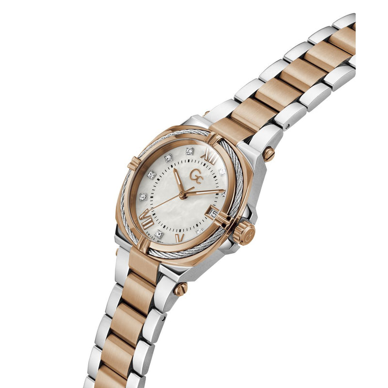 Gc IronClass White Round Dial Quartz Analog Women Watch - Guess Collection Watch Gc
