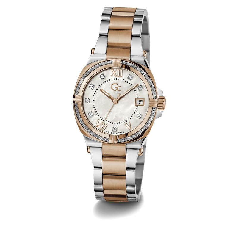 Gc IronClass White Round Dial Quartz Analog Women Watch - Guess Collection Watch Gc
