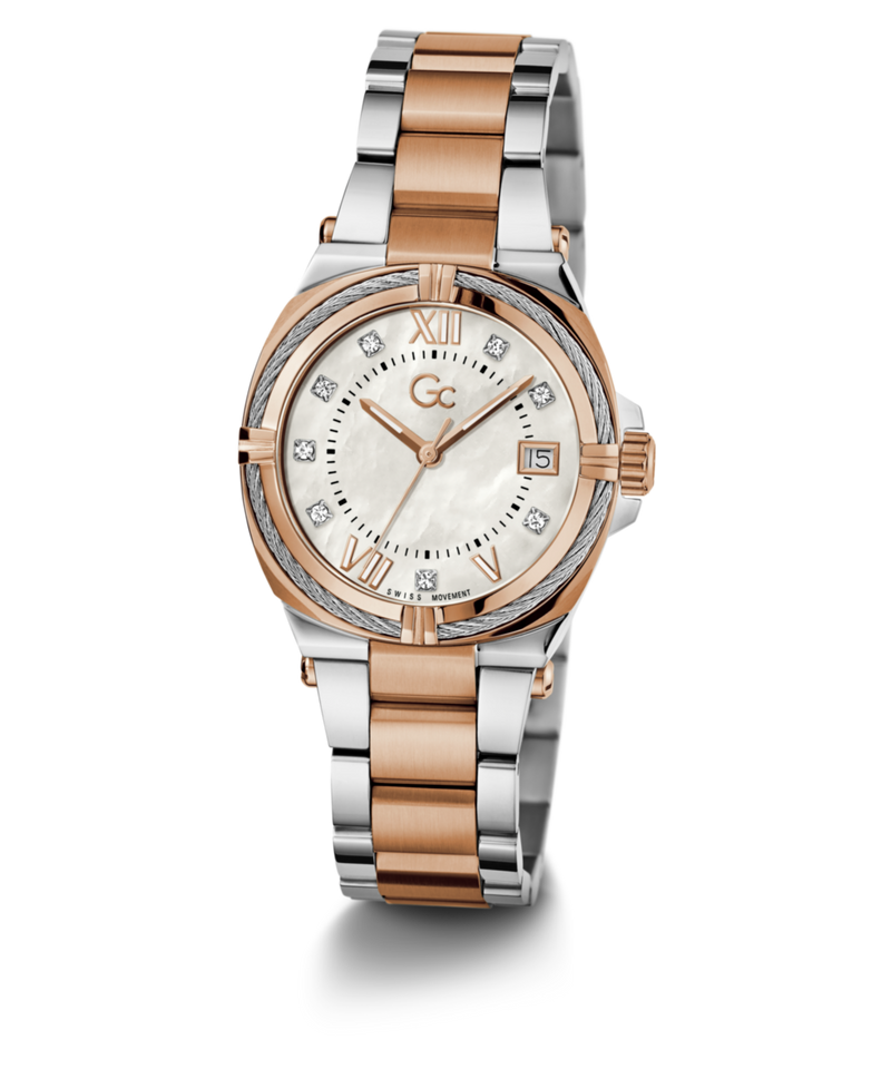 Gc IronClass White Round Dial Quartz Analog Women Watch - Guess Collection Watch Gc