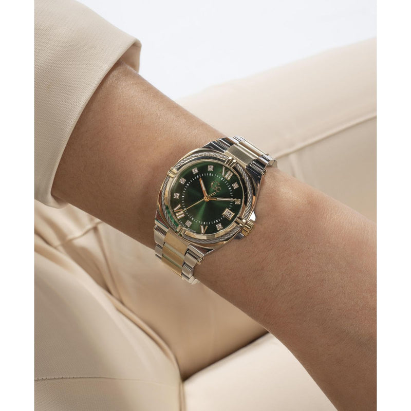 Gc IronClass Green Round Dial Quartz Analog Women Watch - Guess Collection Watch Gc