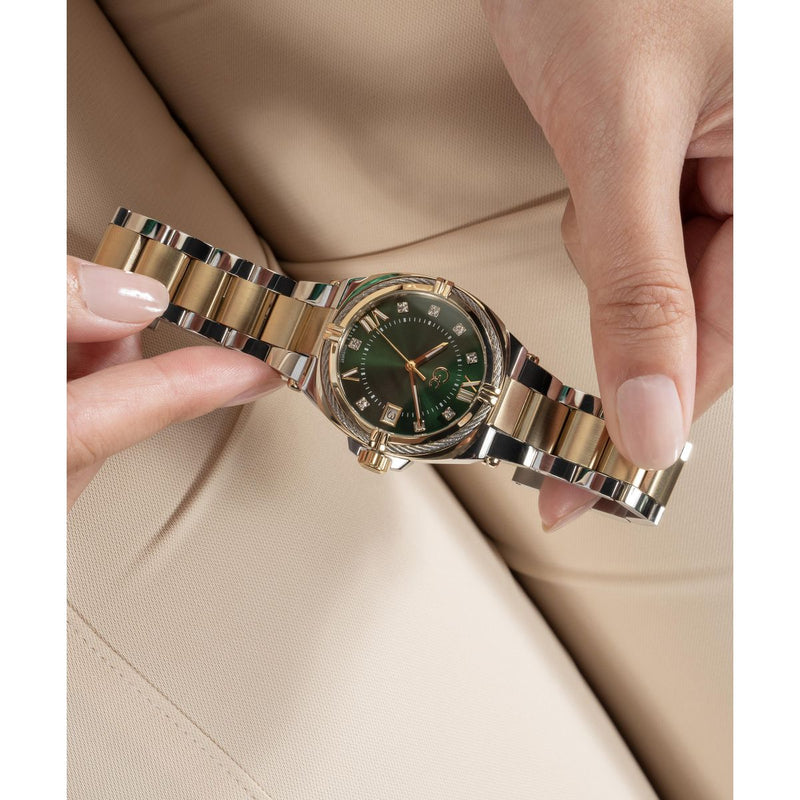 Gc IronClass Green Round Dial Quartz Analog Women Watch - Guess Collection Watch Gc