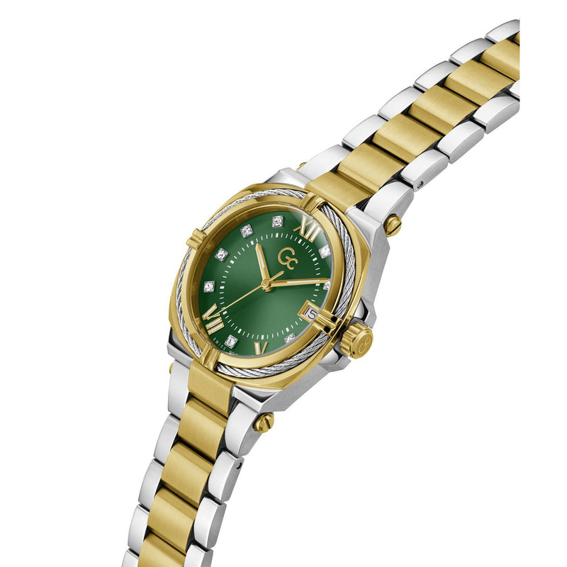 Gc IronClass Green Round Dial Quartz Analog Women Watch - Guess Collection Watch Gc