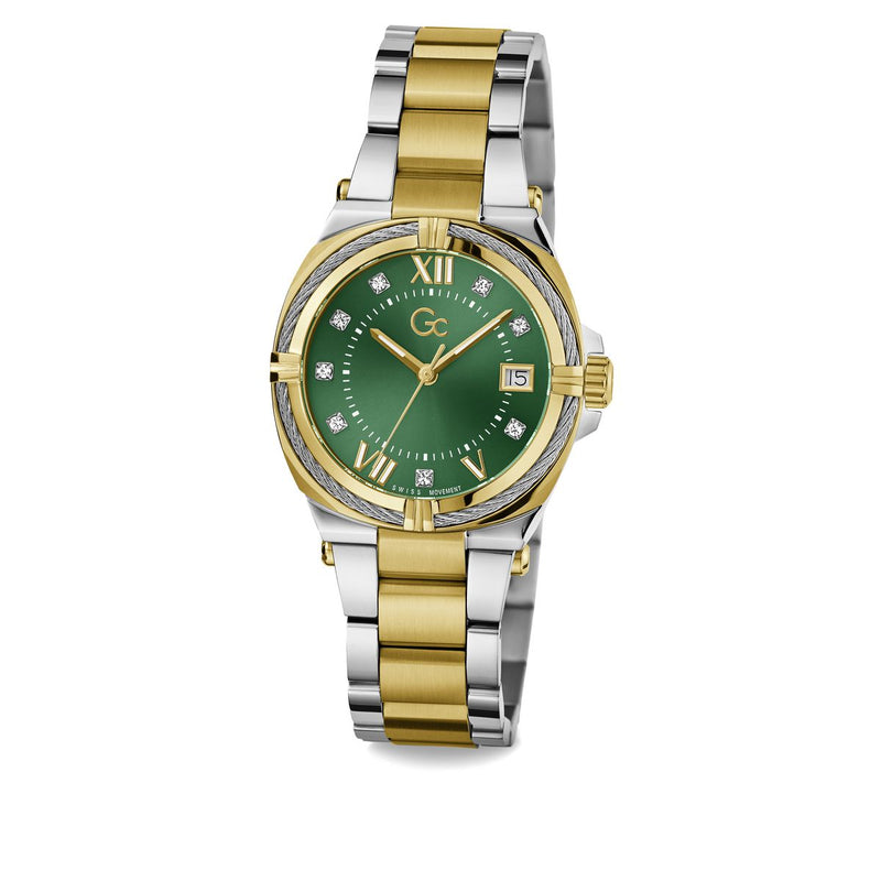 Gc IronClass Green Round Dial Quartz Analog Women Watch - Guess Collection Watch Gc