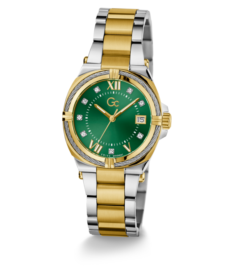 Gc IronClass Green Round Dial Quartz Analog Women Watch - Guess Collection Watch Gc