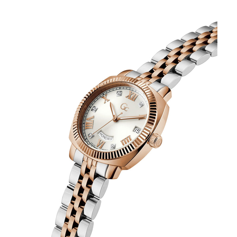 Gc Flair White Rose Gold Dial Quartz Analog Women Watch - Guess Collection Watch Gc