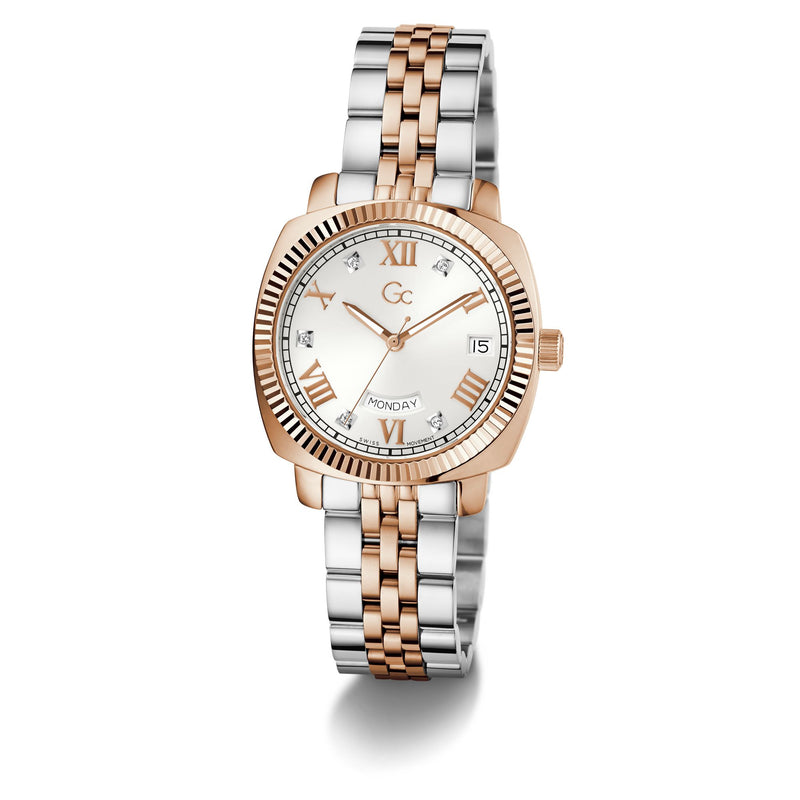 Gc Flair White Rose Gold Dial Quartz Analog Women Watch - Guess Collection Watch Gc
