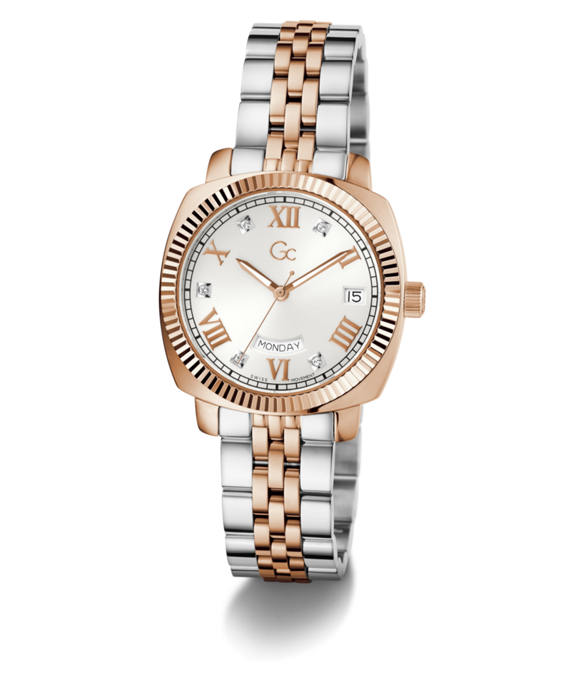 Gc Flair White Rose Gold Dial Quartz Analog Women Watch - Guess Collection Watch Gc
