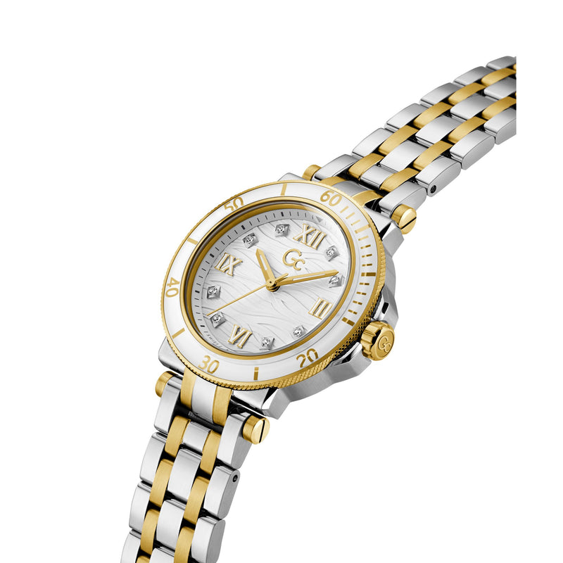 Gc Collection One White Round Dial Quartz Analog Women Watch - Guess Collection Watch Gc